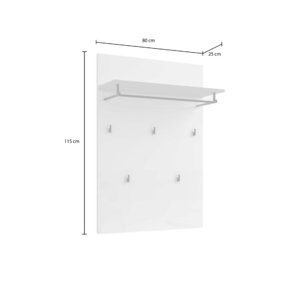 Pannello appendiabiti bianco lucido antracite ATRIUM 80x115x25 - immagine 3