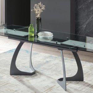 Tavolo grigio con vetro temprato DAFNE 160x90 + 240x90